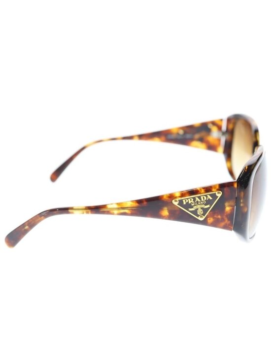 Prada Triangle Plate Sunglasses Brown Frame Gradient Lens 59 15 Gold Eyewear